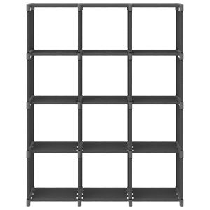 Рафт с 12 кубични отделения, сив, 103x30x141 см, плат