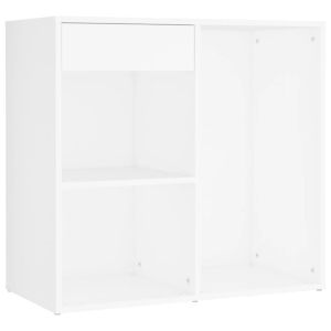 LED тоалетка с шкаф, бяла, инженерно дърво