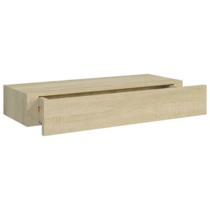 Стенен рафт с чекмедже, дъб, 60x23,5x10 см, МДФ