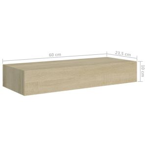 Стенен рафт с чекмедже, дъб, 60x23,5x10 см, МДФ