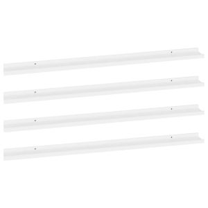 Стенни рафтове, 4 бр, бели, 115x9x3 см