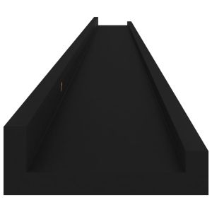 Стенни рафтове, 4 бр, черни, 115x9x3 см
