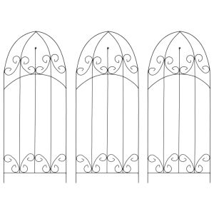 Стойки за пълзящи растения, 3 бр, черни, 40х100 см, желязо