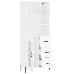 Висок шкаф, бял, 69,5x34x180 см, инженерно дърво