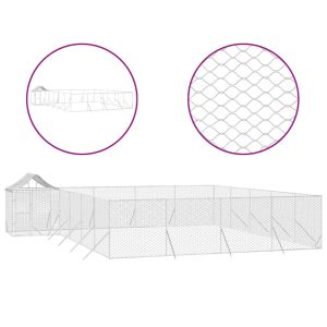 Външна клетка за куче с покрив сребриста 10x8x2,5 м стомана