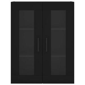 Стенни шкафове, 2 бр, черни, инженерно дърво