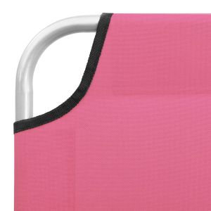 Сгъваем шезлонг, стомана и текстил, розов