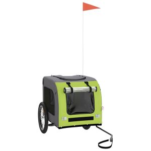 Ремарке за колело за любимци зелен и сив Оксфорд плат и желязо