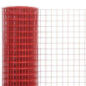 Кокошкарска мрежа, стомана с PVC покритие, 25х0,5 м, червена