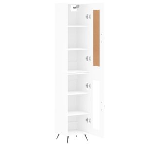 Висок шкаф, бял, 34,5x34x180 см, инженерно дърво