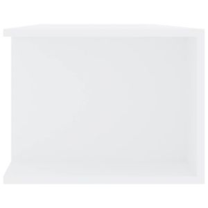 ТВ шкаф с LED осветление, бял, 135x39x30 см