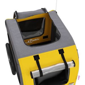 Ремарке за колело за любимци жълт и сив Оксфорд плат и желязо