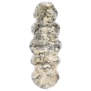 Килим от овча кожа, 60х180 см, тъмносив меланж