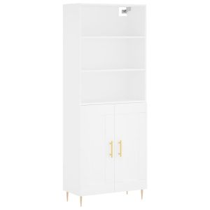 Висок шкаф, бял, 69,5x34x180 см, инженерно дърво
