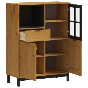 Висок шкаф със стъклени вратички FLAM 92x40x122,5 см бор масив