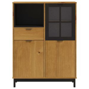 Висок шкаф със стъклени вратички FLAM 92x40x122,5 см бор масив