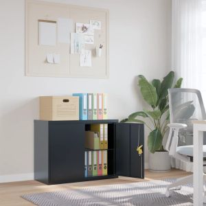 Шкаф за папки антрацит 90x40x70 см стомана