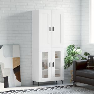 Висок шкаф, бял, 69,5x34x180 см, инженерно дърво