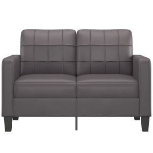 2-местен диван, сив, 120 см, изкуствена кожа