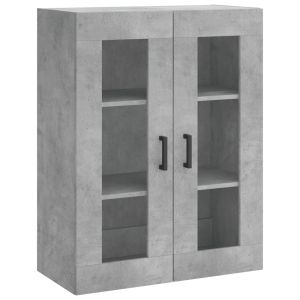 Висок шкаф, бетонно сив, 69,5x34x180 см, инженерно дърво