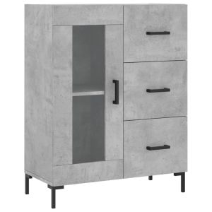 Висок шкаф, бетонно сив, 69,5x34x180 см, инженерно дърво