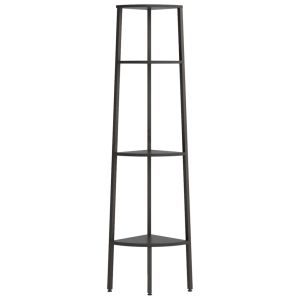 Ъглова етажерка с 4 рафта черна 45,5x31,5x150 см