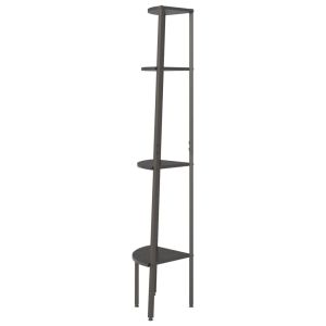 Ъглова етажерка с 4 рафта черна 45,5x31,5x150 см
