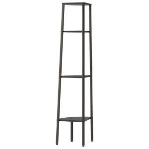 Ъглова етажерка с 4 рафта черна 45,5x31,5x150 см