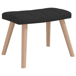 Люлеещ се стол с табуретка, черен, плат