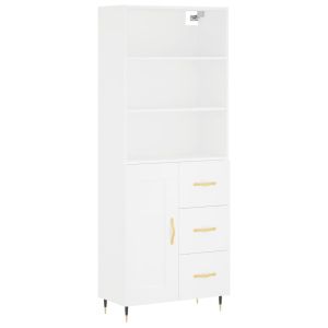 Висок шкаф, бял, 69,5x34x180 см, инженерно дърво