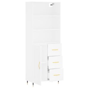 Висок шкаф, бял, 69,5x34x180 см, инженерно дърво