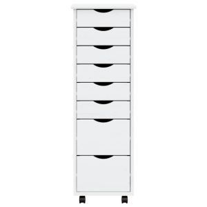 Шкаф с чекмеджета на колелца MOSS, бял, бор масив