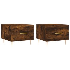 Кафе маси, 2 бр, опушен дъб, 50x50x40 см, инженерно дърво