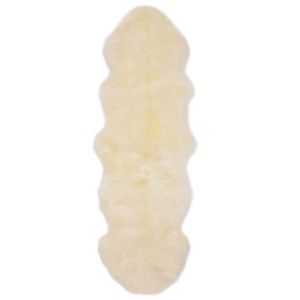 Килим от овча кожа, 60х180 см, бял