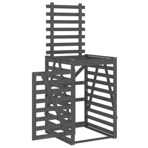 Контейнер за съхранение на кош сив 84x90x128,5 см бор масив