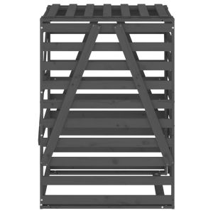 Контейнер за съхранение на кош сив 84x90x128,5 см бор масив
