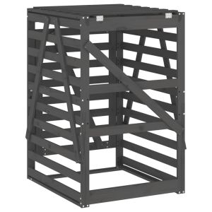 Контейнер за съхранение на кош сив 84x90x128,5 см бор масив