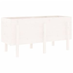 Градинско повдигнато легло, бяло, 121x50x57 см, бор масив