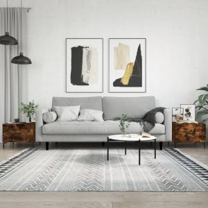 Кафе маси, 2 бр, опушен дъб, 50x50x40 см, инженерно дърво