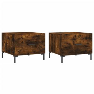 Кафе маси, 2 бр, опушен дъб, 50x50x40 см, инженерно дърво