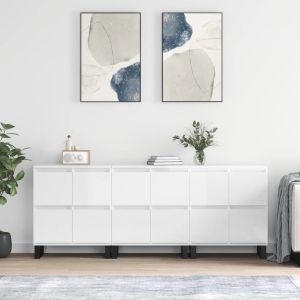 Сайдборди, 3 бр, бял гланц, инженерно дърво