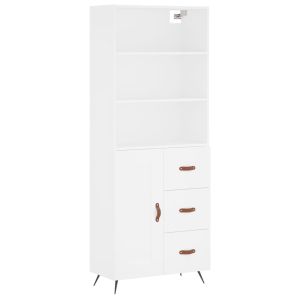 Висок шкаф, бял, 69,5x34x180 см, инженерно дърво