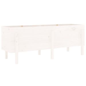 Градинско повдигнато легло, бяло, 160x50x57 см, бор масив