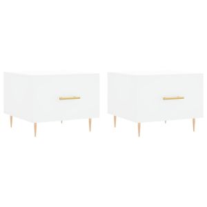 Кафе маси, 2 бр, бели, 50x50x40 см, инженерно дърво