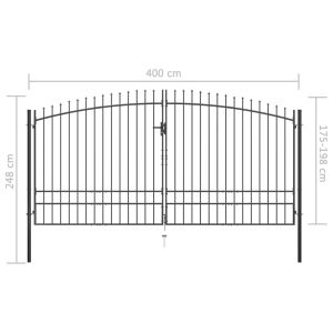 Двойна оградна порта Woerden с копчест връх 400x249,5 см