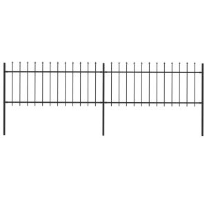 Градинска ограда с връх тип копие, стомана, 359x80 см, черна
