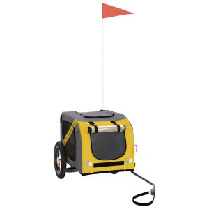 Ремарке за колело за любимци жълт и сив Оксфорд плат и желязо