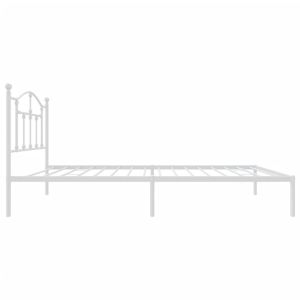 Метална рамка за легло с горна табла, бяла, 90x190 см