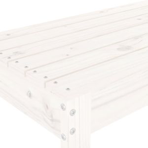 Градинска пейка, бяла, 80x38x45 см, борово дърво масив