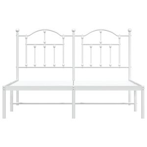 Метална рамка за легло с горна табла, бяла, 150x200 см